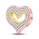 14kt Tri-Tone Gold Womens Round Diamond Heart Pendant 1-1/3 Cttw