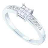14kt White Gold Womens Princess Diamond Square Cluster Ring 1/4 Cttw