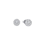 14kt White Gold Womens Round Diamond Flower Cluster Stud Earrings 1/4 Cttw