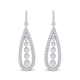 14kt White Gold Womens Round Diamond Teardrop Dangle Earrings 3/4 Cttw