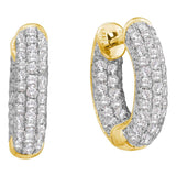 14kt Yellow Gold Womens Round Diamond Huggie Earrings 3/4 Cttw