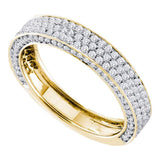 14kt Yellow Gold Womens Round Pave-set Diamond Edged Band Ring 3/4 Cttw