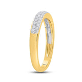 14kt Yellow Gold Womens Round Pave-set Diamond Double Row Wedding Band 1/4 Cttw