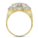 10kt Yellow Gold Mens Round Diamond Circle Cluster Ring 1/4 Cttw