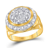 10kt Yellow Gold Mens Round Diamond Circle Cluster Ring 1/4 Cttw