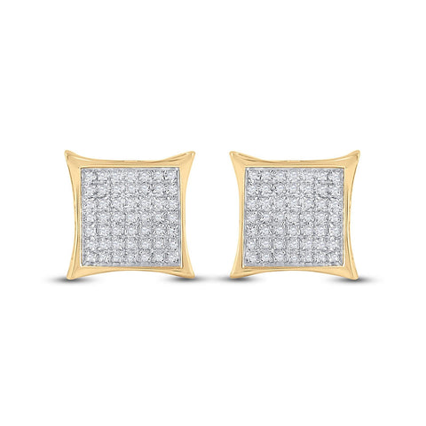 10kt Yellow Gold Womens Round Diamond Kite Square Earrings 1/3 Cttw