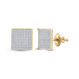 14kt Yellow Gold Womens Round Diamond Square Earrings 7/8 Cttw