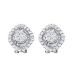 14kt White Gold Womens Round Diamond Square Cluster French-clip Earrings 1-1/2 Cttw