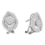 14kt White Gold Womens Round Diamond Oval Cluster Earrings 1-1/4 Cttw