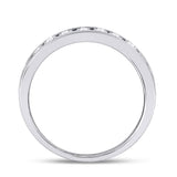 14kt White Gold Mens Round Diamond Single Row Comfort Fit Wedding Band Ring 1.00 Cttw