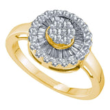 14kt Yellow Gold Womens Round Diamond Flower Cluster Ring 3/4 Cttw