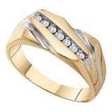 10kt Two-tone Gold Mens Round Diamond Single Row Wedding Band Ring 1/8 Cttw