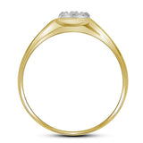 10kt Yellow Gold Mens Round Diamond Brushed Cluster Ring .03 Cttw