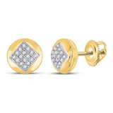 10kt Yellow Gold Womens Round Diamond Button Cluster Earrings 1/10 Cttw