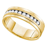 14kt Yellow Gold Mens Round Channel-set Diamond Single Row Wedding Band Ring 1 Cttw