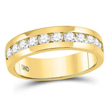 14kt Yellow Gold Mens Round Diamond Wedding Single Row Band Ring 1 Cttw