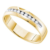 14kt Yellow Gold Mens Round Diamond Single Row Channel-set Wedding Band Ring 1/2 Cttw