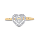 10kt Yellow Gold Womens Round Diamond Slender Heart Cluster Ring 1/20 Cttw