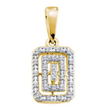 10kt Yellow Gold Womens Round Diamond Concentric Rectangle Pendant 1/20 Cttw