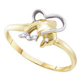 10kt Yellow Gold Womens Round Diamond Dolphin Ring .02 Cttw