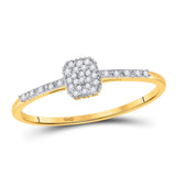 10kt Yellow Gold Womens Round Diamond Slender Cluster Ring 1/20 Cttw