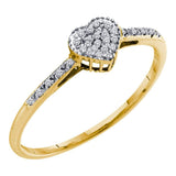 10kt Yellow Gold Womens Round Diamond Slender Heart Ring 1/20 Cttw
