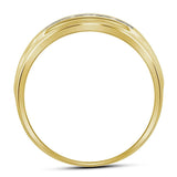 10kt Yellow Gold Mens Round Diamond Wedding 5-Stone Band Ring 1/ Cttw