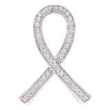 10kt White Gold Womens Round Diamond Awareness Ribbon Pendant 1/10 Cttw
