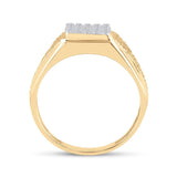 10kt Yellow Gold Mens Round Diamond Square Cluster Ring 1/8 Cttw