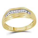 10kt Yellow Gold Mens Round Diamond Flat Top Band Ring 1/4 Cttw
