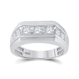 10kt White Gold Mens Round Diamond Flat Top Band Ring 1 Cttw