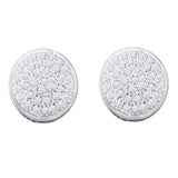 10kt White Gold Womens Round Diamond Circle Cluster Stud Earrings 1/5 Cttw
