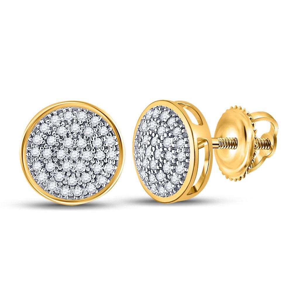 10kt Yellow Gold Womens Round Diamond Circle Cluster Stud Earrings 1/5 Cttw