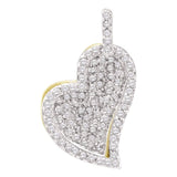 10kt Yellow Gold Womens Round Diamond Heart Frame Pendant 1/3 Cttw