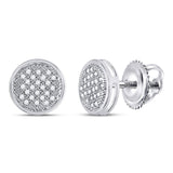 Sterling Silver Womens Round Diamond Circle Earrings 1/6 Cttw