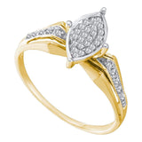 10kt Yellow Gold Womens Round Diamond Marquise-shape Cluster Ring 1/8 Cttw