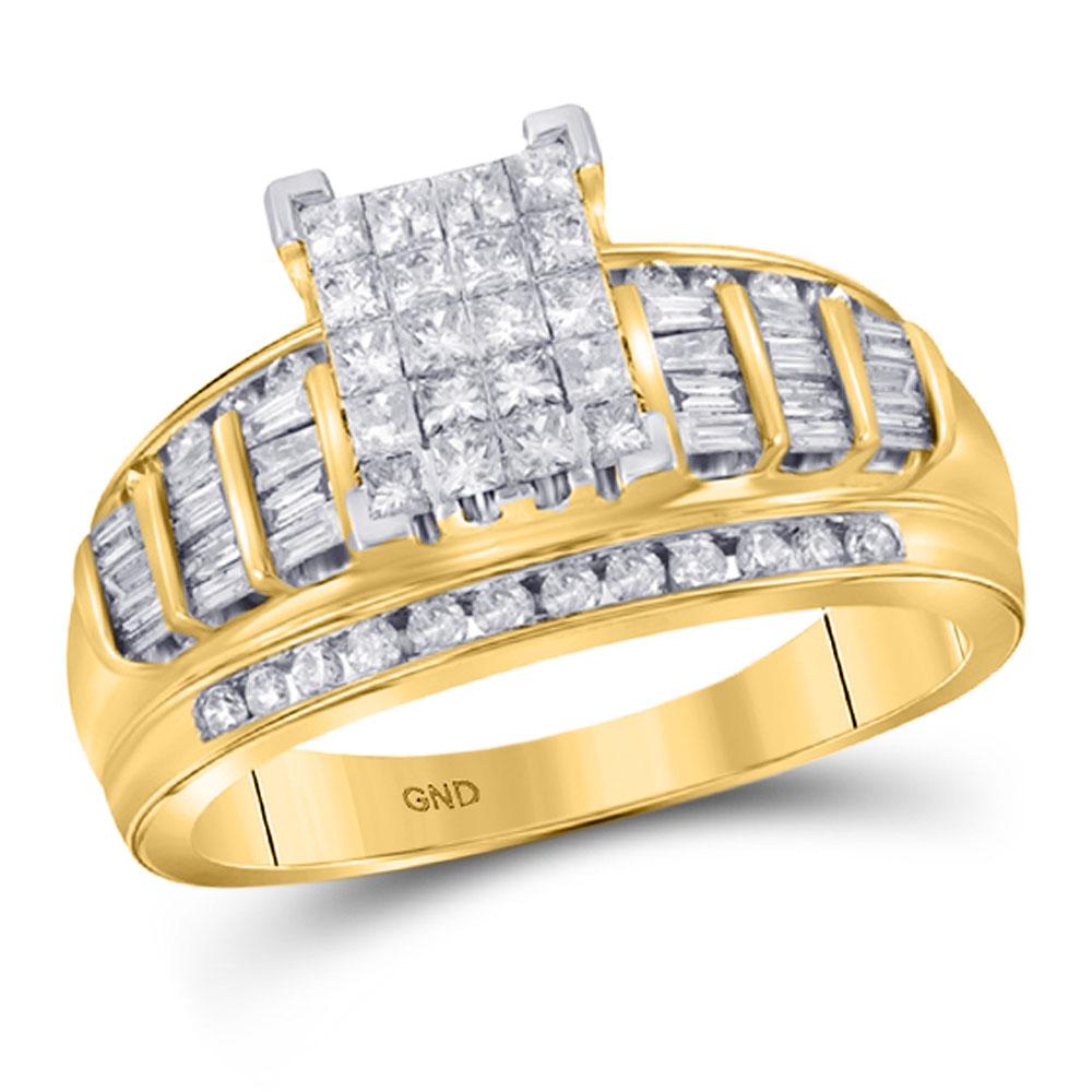 10kt Yellow Gold Princess Diamond Cluster Bridal Wedding Engagement Ring 1/2 Cttw