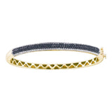 14kt Yellow Gold Womens Round Black Color Enhanced Diamond Bangle Bracelet 1-1/2 Cttw