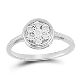 Sterling Silver Womens Round Diamond Flower Cluster Ring 1/20 Cttw
