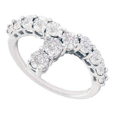 Sterling Silver Womens Round Diamond Fashion Ring 1/10 Cttw