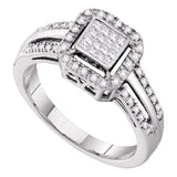 10kt White Gold Womens Princess Diamond Square Cluster Ring 1/4 Cttw