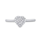 Sterling Silver Womens Round Diamond Heart Ring .03 Cttw