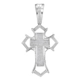 10kt White Gold Mens Round Diamond Flared Pattee Cross Charm Pendant 1/2 Cttw