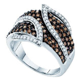 10kt White Gold Womens Round Brown Diamond Fashion Ring 1 Cttw