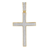 10kt Yellow Gold Mens Round Diamond Roman Christian Cross Charm Pendant 1-7/8 Cttw