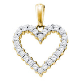 14kt Yellow Gold Womens Round Diamond Heart Pendant 1/3 Cttw