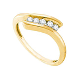 10kt Yellow Gold Womens Round Diamond 5-stone Promise Ring 1/5 Cttw