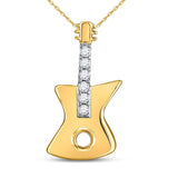 10kt Yellow Gold Womens Round Diamond Electric Guitar Music Instrument Pendant 1/20 Cttw