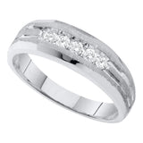 10k White Gold Round Diamond Mens Mens Wedding Anniversary Band Ring 1/4 Cttw