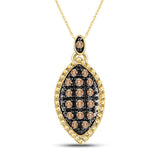 10kt Yellow Gold Womens Round Brown Diamond Cluster Pendant 1/5 Cttw